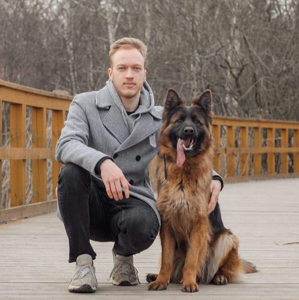 Michał Strupiechowski i jego pies