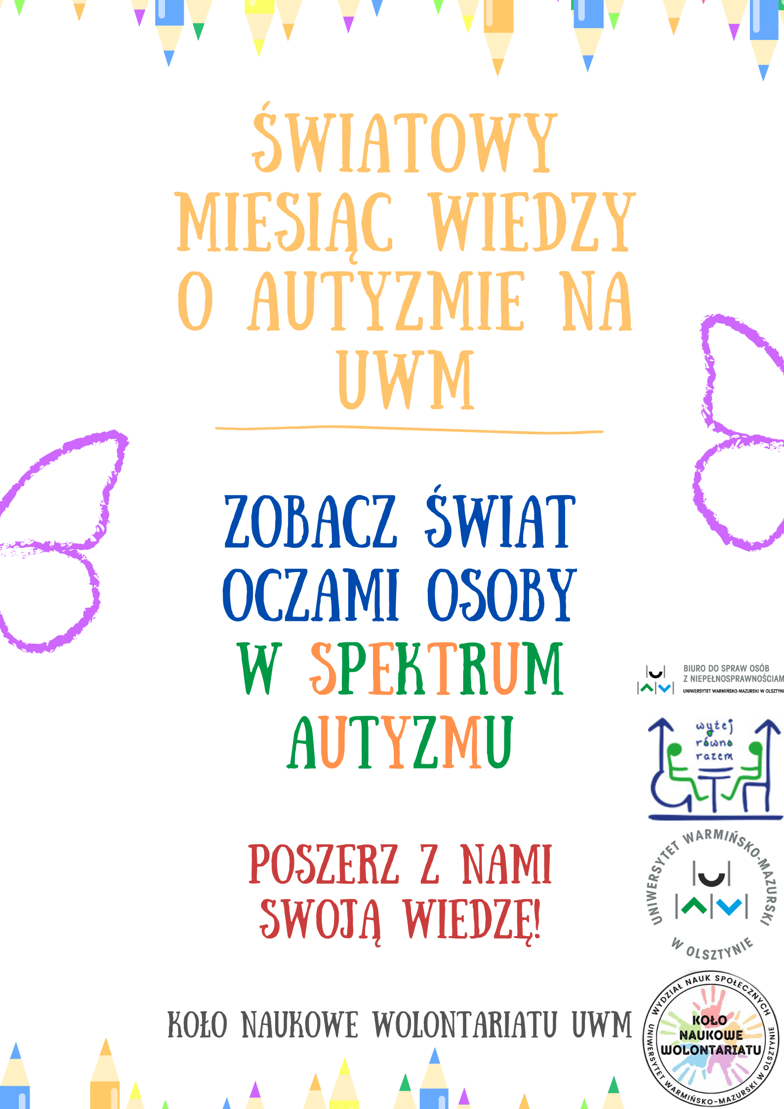 plakat obchodów Światowego Miesiąca Wiedzy o Autyzmie na UWM