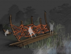 siedzisko w  kształcie szkieletu łodzi