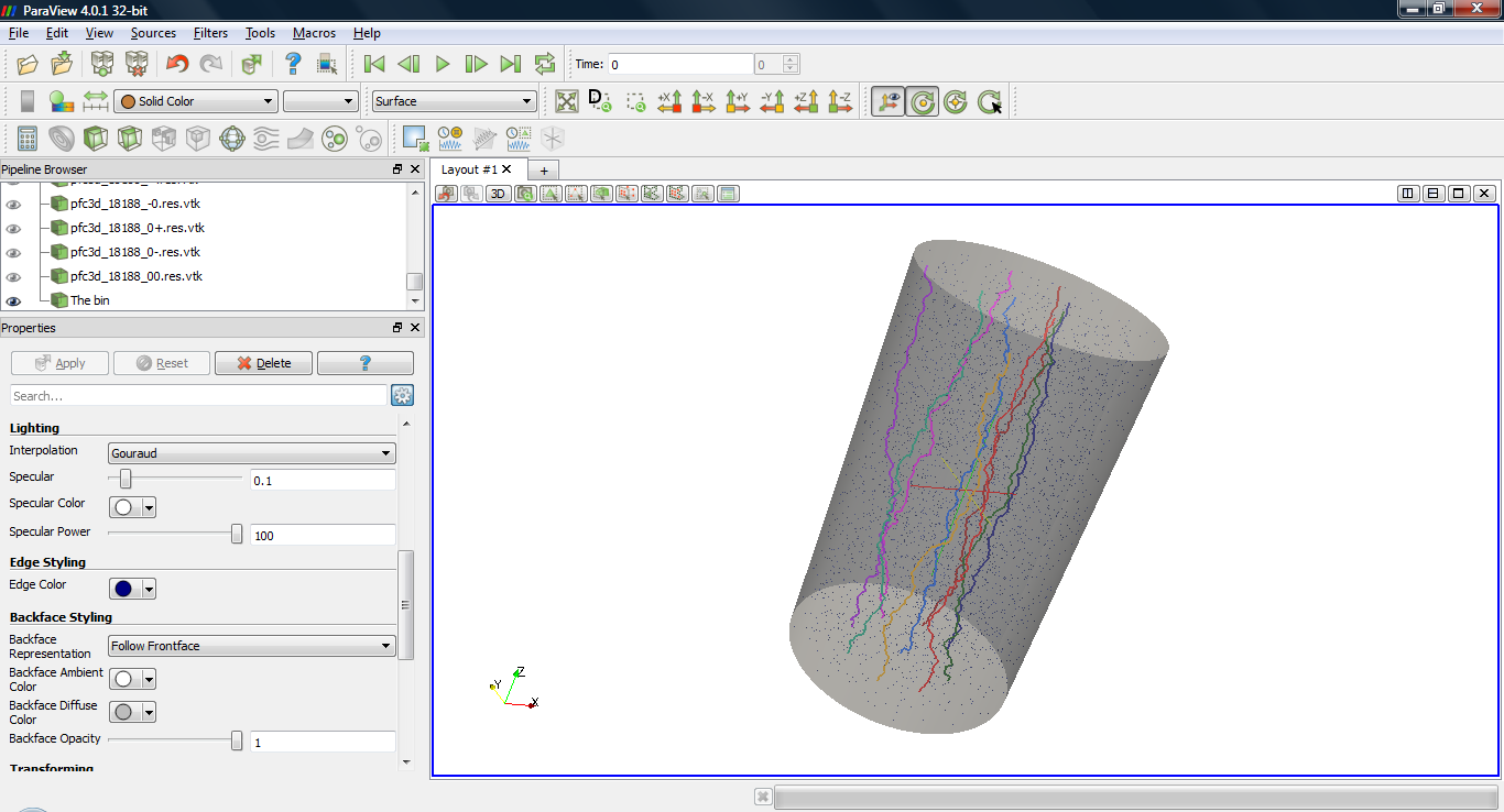 An example of data visualization in ParaView