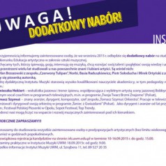 Dodatkowy nabór na studia w Instytucie Muzyki