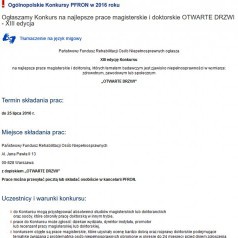 XIII edycja ogólnopolskiego Konkursu "OTWARTE DRZWI"