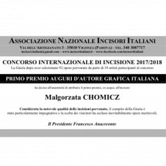 Pierwsza nagroda dla Małgorzaty Chomicz w międzynarodowym konkursie "First Prize Author's Wishes Italian Grafhic Art 2017/2018, Vigonza (Włochy)