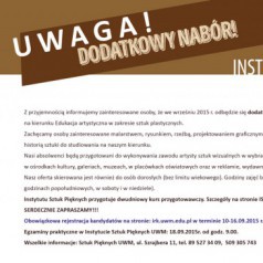 Dodatkowy nabór na studia w Instytucie Sztuk Pięknych