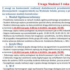Uwaga Studenci I roku studiów stacjonarnych